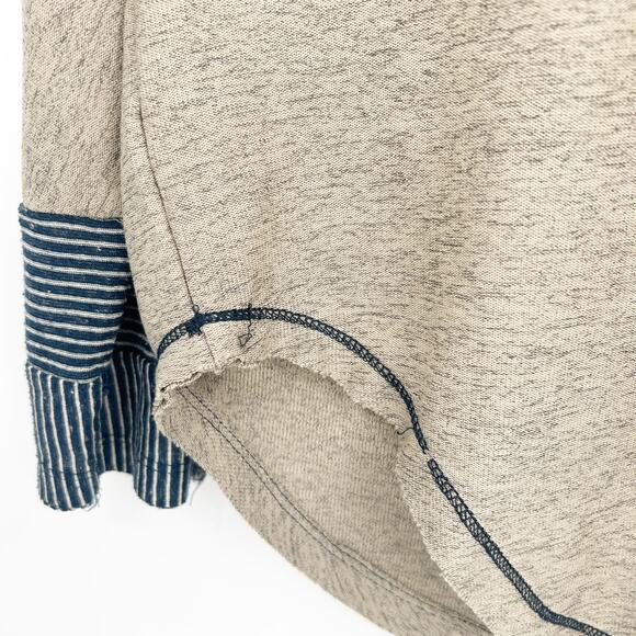 Addie Womens Fall Lagenlook Oversized Striped Lace Crochet Cuff Top Size S Tan - Picture 6 of 7